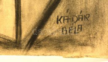 Kádár jelzéssel: Gitározó akt. Szén, farost, vágott, 62×47 cm