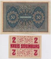 Németország / Weimari Köztársaság 1918. 2M "Kreis Steinburg" szükségpénz + 1919. 50M + NDK...