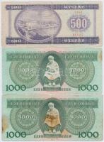 1980. 500Ft + 1983. november 10. 1000Ft "D" + 1993. 1000Ft "D" T:III,III- fo
