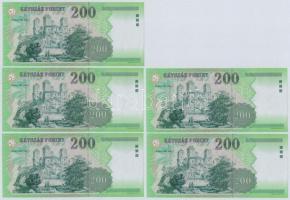 2002. 200Ft "FA" (9x) közte 3db sorszámkövető T:I-