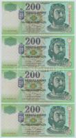 2002. 200Ft "FA" (9x) közte 3db sorszámkövető T:I-