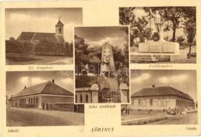 Lőrinci, Római katolikus templom, iskola, Petőfi szobor, Hősi emlékmű
