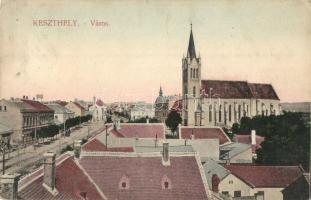 1912 Keszthely, város látképe, templom, utca. Kiadja Nádai J. (EK)