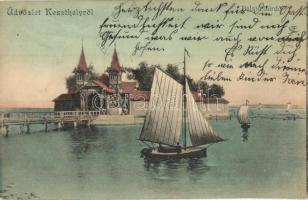 1907 Keszthely, Balatonfürdő, vitorlás csónak, fürdőház