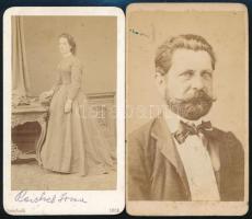 cca 1868 Aradi műtermekben készült, 2db vizitkártya méretű, feliratozott fénykép, 10,5x6 cm