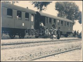 1942 Ipolyvece, Vasútállomás, vonat, 17x23 cm
