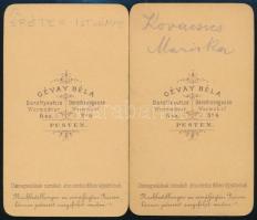 cca 1868 Gévay B. pesti műtermében készült, 2 db vizitkártya méretű fénykép, 10,5x6,5 cm