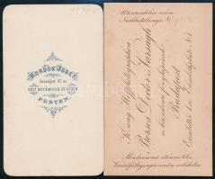 cca 1867 Borsos és Tsai György pesti műtermében készült, 2 db vizitkártya méretű fénykép, 10,5x6,5 c...