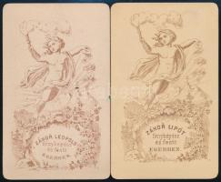 cca 1866 Záhor Lipót (leopold) egri műtermében készült, 2 db vizitkártya méretű fénykép, az egyik fe...