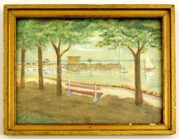 Bíró jelzéssel: Balatoni öböl, akvarell, papír, üvegezett fa keretben, 24×32 cm