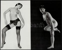 cca 1971 Harisnyatartós randevúk, szolidan erotikus felvételek, 3 db vintage fotó + 6 db vintage neg...