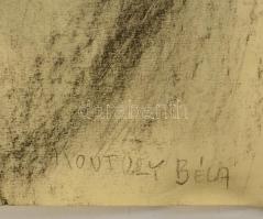 Kontuly jelzéssel: Ülő női akt. Szén, papír, felcsavarva, apró szakadással, 70×50 cm