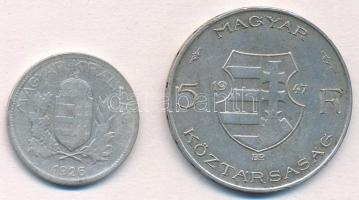 1926. 1P Ag + 1947. 5Ft Ag "Kossuth" T:2,2-