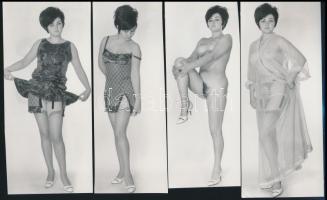 cca 1974 Pajkos, csábos, játékos modell, szolidan erotikus felvételek, 8 db vintage fotó, 14x6 cm