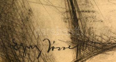 Egry jelzéssel: Női portré. Szén, papír, felcsavarva, 60×43 cm