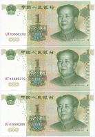 Kína 1999. 1Y (5x) közte 2db közeli sorszám T:I China 1999. 1 Yuan (5x) including 2pcs of close serials C:UNC