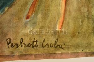 Perlrott jelzéssel: Öregapó. Akvarell, papír, 41×28 cm