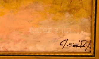 Olvashatatlan jelzéssel: Rózsás csendélet. Olaj, farost, keretben, 48×46 cm