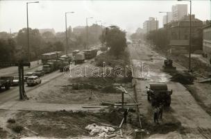 1982. szeptember 15. Budapest, az M3-as autópálya bevezető szakaszának építése a Hungária úti csomóp...