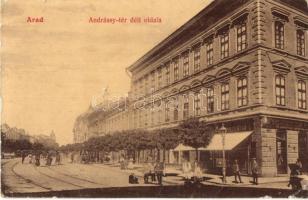 1907 Arad, Andrássy tér déli oldala, Gyógyszertár a Magyar Koronához. W.L. 508. / square, pharmacy (EB)