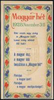 1928 Magyar hét, magyar ipart támogató reklám cédula, 15x8 cm