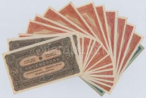 1920. 1K + 2K (11x) közte 2db sorszámkövető + 20K (2x) T:I-,III