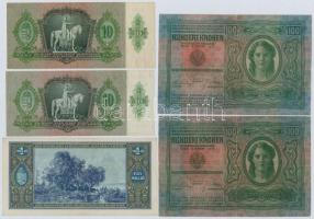 8db-os vegyes magyar korona és pengő bankjegy tétel, közte 1912. 100K (2x) T:III