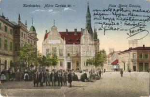 1917 Karánsebes, Caransebes; Mária Terézia tér, piac / square, market (szakadás / tear)