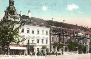 1910 Kolozsvár, Cluj; Nagy Gábor Központi szállodája, Bánffy palota, Medgyesy és Nyegrutz és Biasini Sándor üzlete / hotel, palace, shops