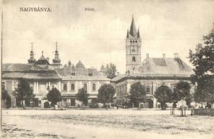 Nagybánya, Baia Mare; Fő tér, Weinerberger és Glavitzky üzlete / main square and shop