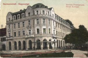 1918 Nagyszeben, Hermannstadt, Sibiu; Európa szálloda, Bretter sétány, Népfürdő / promenade, hotel, spa  (EM)