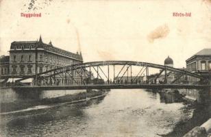 1910 Nagyvárad, Oradea; Körös híd, zsinagóga, üzletek / Cris river bridge, synagogue, shops (EK)