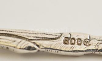 Ezüst(Ag) rózsás nyelű díszkanál, jelzett, h: 15,6 cm, nettó: 23,3 g