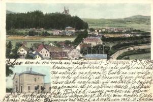 Judendorf-Strassengel (Straßengel), Bahnhof / panorama, railway station, pilgrimage church