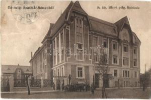 1914 Szatmárnémeti, Satu Mare; M. kir. állami polgári fiúiskola / boy school (fa)