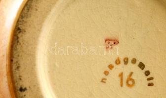 Ón fedeles német kerámia  söröskorsó, kézzel festett, jelzett, kopott, m: 21 cm