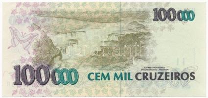 Brazília 1993. 100.000C "100 CRUZEIROS REAIS" felülbélyegzéssel T:I nyomdahiba a bal alsó ...
