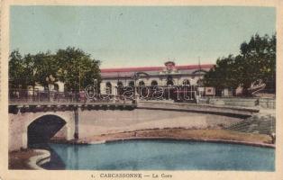 Carcassonne, La Gare / railway station, Narbo shop, bridge (EK)