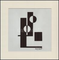 Kassák Lajos (1887-1967): Kompozíció. Ofszet, papír, jelzett a nyomaton, 22×22 cm