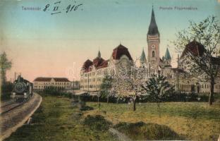1910 Temesvár, Timisoara; Piarista főgimnázium, gőzmozdony / grammar school, locomotive