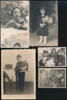 cca 1920-1960 Gyerekeket ábrázoló vegyes fotó tétel, 9 db, 5,5x8 és 9x14 cm közti méretben
