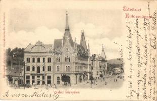 1899 Kolozsvár, Cluj; Vashíd környéke, gyógyszertár, üzletek. Bizományi Antiquár és könyvkereskedés kiadása / street view, pharmacy, shops