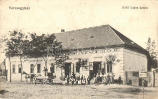 Veresegyház, Brüll Lajos üzlete és vendéglője, étterem, útjelző tábla. Brüll Lajos saját kiadása 3. sz. 1916. (EK)