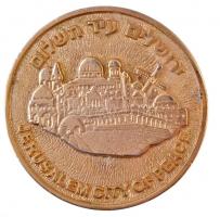 Izrael DN Jeruzsálem a béke városa aranyozott fém emlékérem (57mm) T:2 Israel ND Jerusalem city of peace gold plated metal medallion (57mm) C:XF