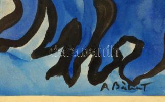 Bálint jelzéssel: Kompzicio. Akvarell, papír, üvegezett keretben, 40×27 cm