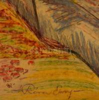 Róna jelzéssel: Huszárok. Vegyes technika, papír, üvegezett keretben, 60×84 cm