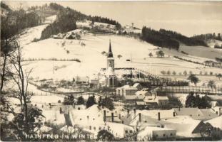 Hainfeld, general view in winter, church. Josef Lutter Fotograf 1932.