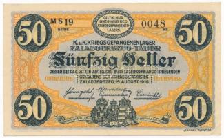 Zalaegerszeg / hadifogolytábor 1916. augusztus 15. 50f arab sorozat és sorszámmal, "MS" je...