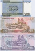 Észak-Korea 1978. 10W (2x) + 1992. 100W + 2005. 200W (2x) sorszámkövetők + 2006. 5000W T:I-
North K...