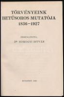 Törvényeink betűsoros mutatója. 1836-1927. Összeállította: Dr. Somogyi István. Bp.,1928, Bíró Miklós...